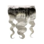 13X4 Black Root /Grey Color  Virgin Hair Body Wave Lace Frontal